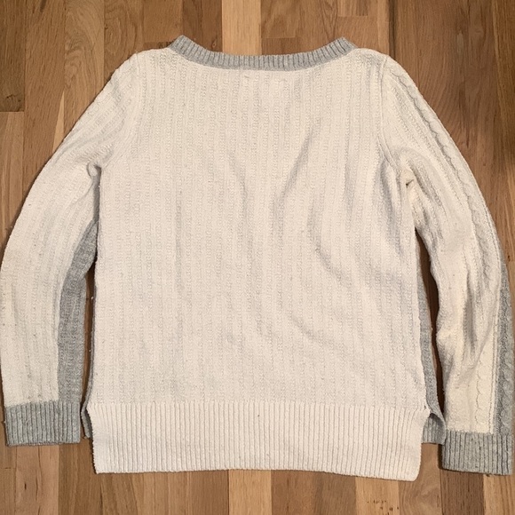 Loft Color-Blocked Gray & White Crewneck Long Sleeve Pullover Sweater Women’s S - Picture 10 of 12